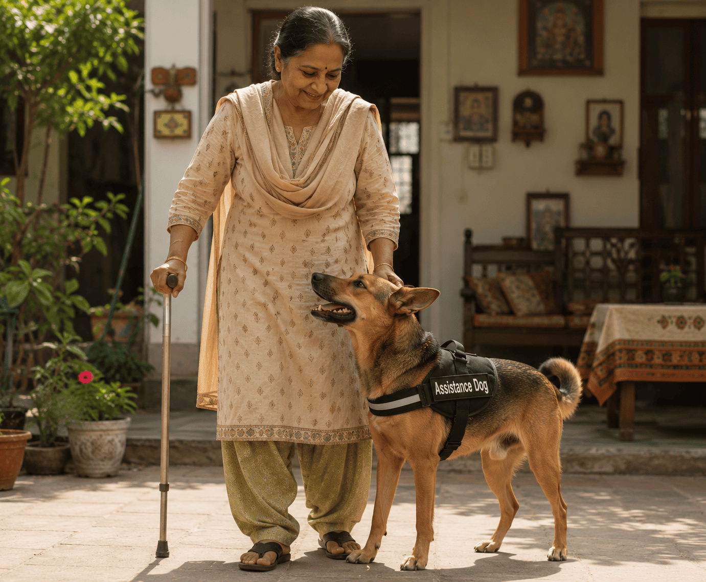 Assistance dog with person