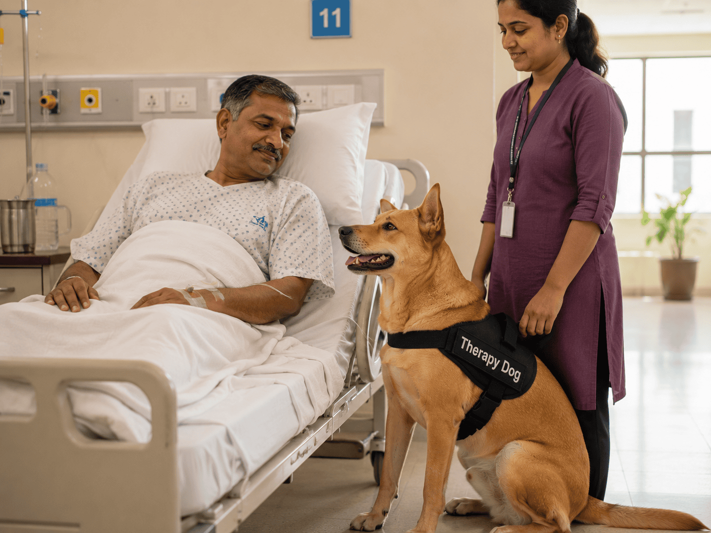 Therapy dog in care setting
